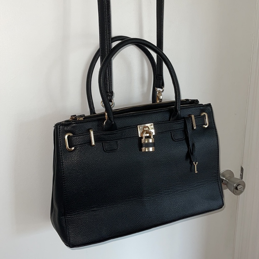 Dasein medium faux leather satchel tote shoulder bag w/strap Top zipper closure - Picture 7 of 8